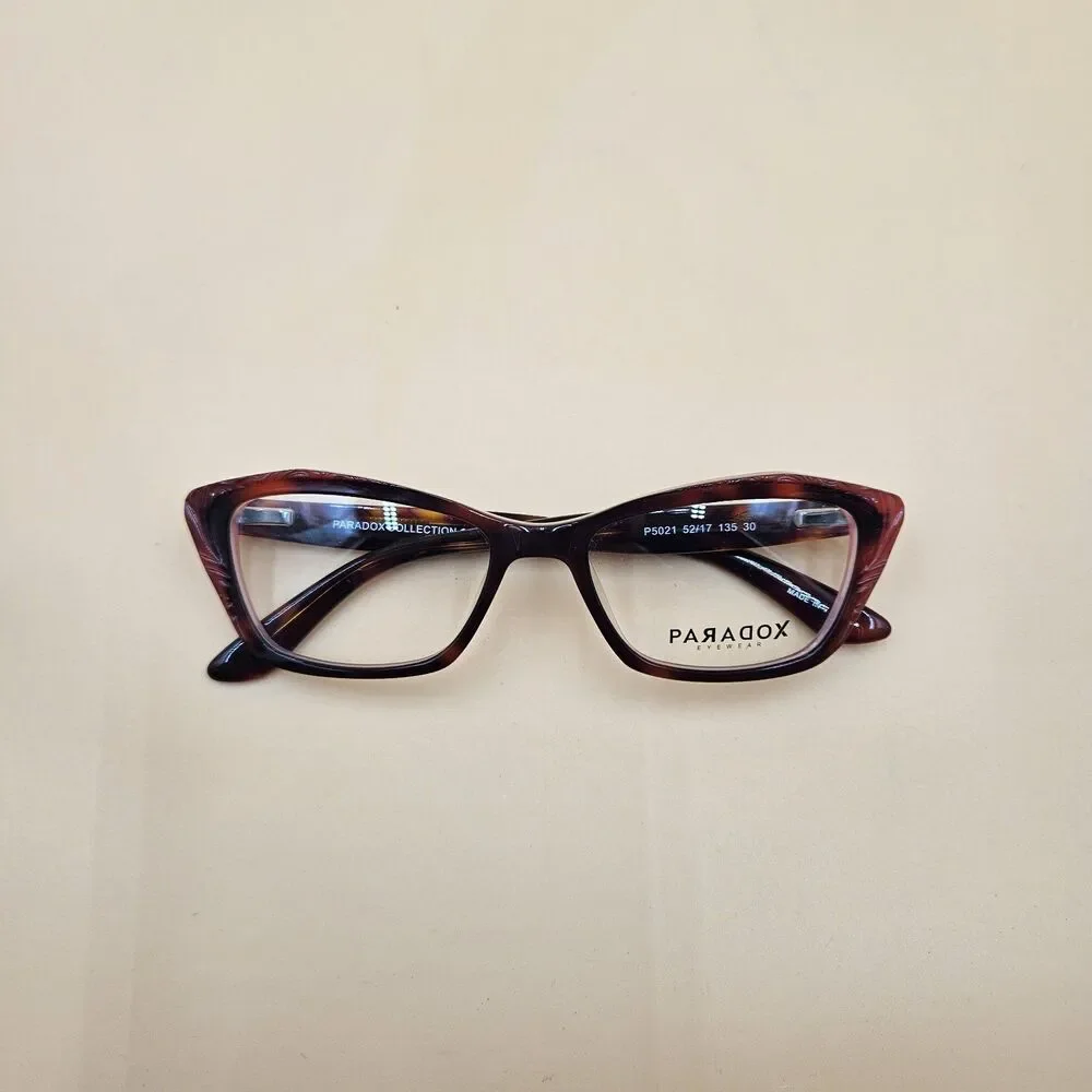Paradox Collection Womens Cateye Eyeglass Frames P5021 Red Tortoise 52-17-135